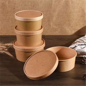 Disposable Take away Kraft Paper Noodle Cup Hot Soup Bowls With Plastic Lids Making Machine